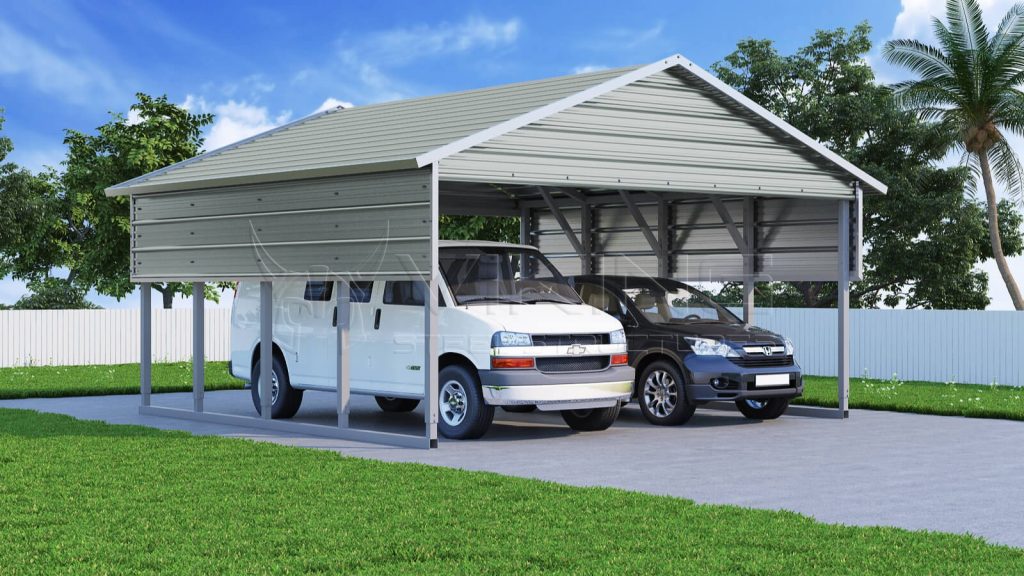 22x21 Two Car Steel Carport