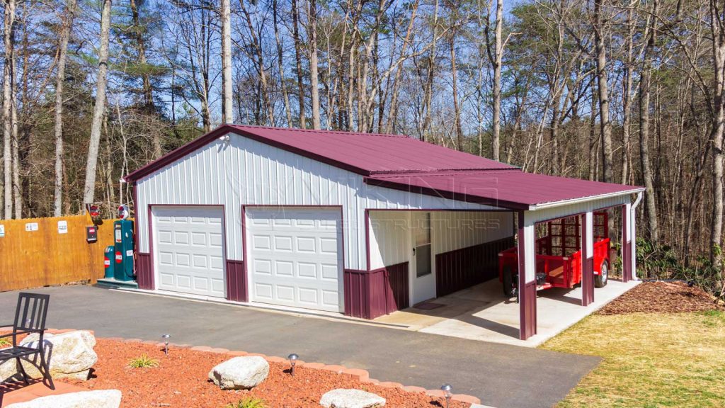 26'x30'x11' Leanto Metal Building 26x30 Metal Garage with Leanto